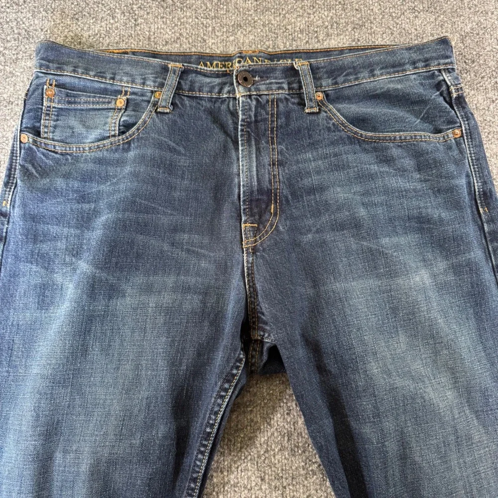 American Eagle Jeans Mens 36x32 Relaxed Straight Dark Tinted Indigo Denim 2015